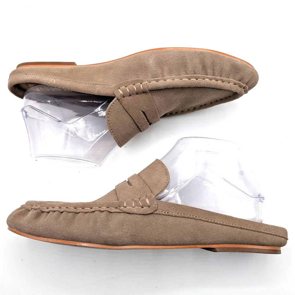 Jason Wu Suede Penny Loafer 8 Mules Taupe Brown Slip On Flat Shoes Preppy
